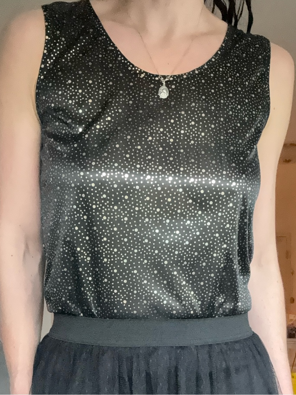 Vintage Woodward's Black & Gold Foil Metallic Dot Tank Top
